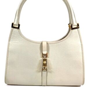 GUCCI Gray Jackie Hand Bag with Piston Lock Accent!